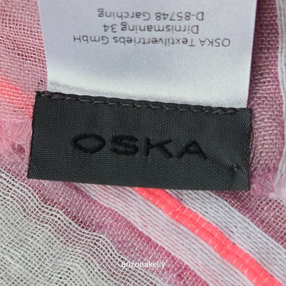 Oska Linen & Cotton Scarf Pink & White - Picture 5 of 13